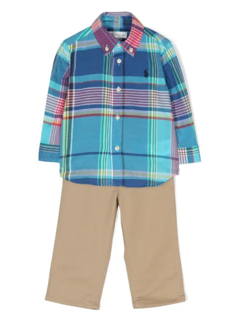 POLO RALPH LAUREN KIDS plaid shirt and chino trousers set