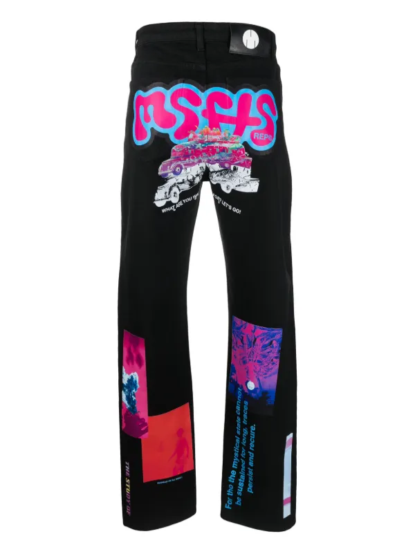 MSFTSrep グラフィックプリント vintage加工 デニムパンツ 30 MSFTSREP グラフィックデニム - パンツヴィンテージ 通販