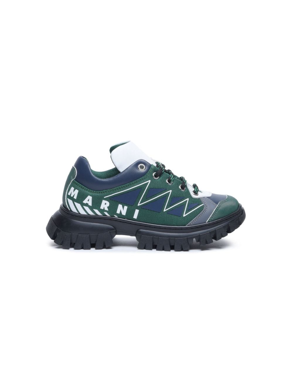 Marni Kids logo-print panelled sneakers - Groen