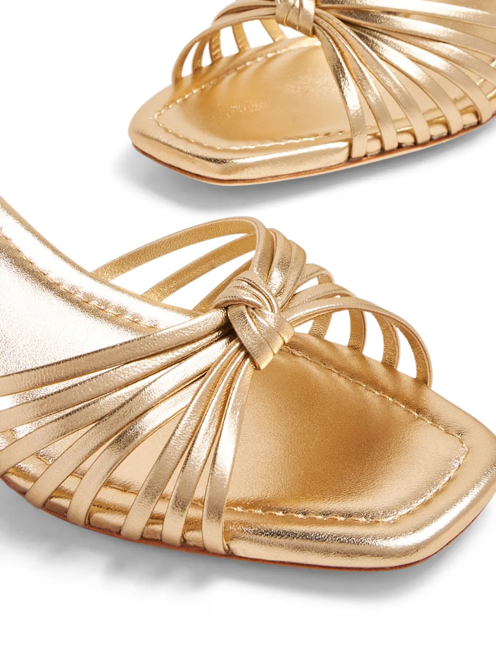 Loeffler Randall Olivia Leather Knot Block Heel Sandals In Gold
