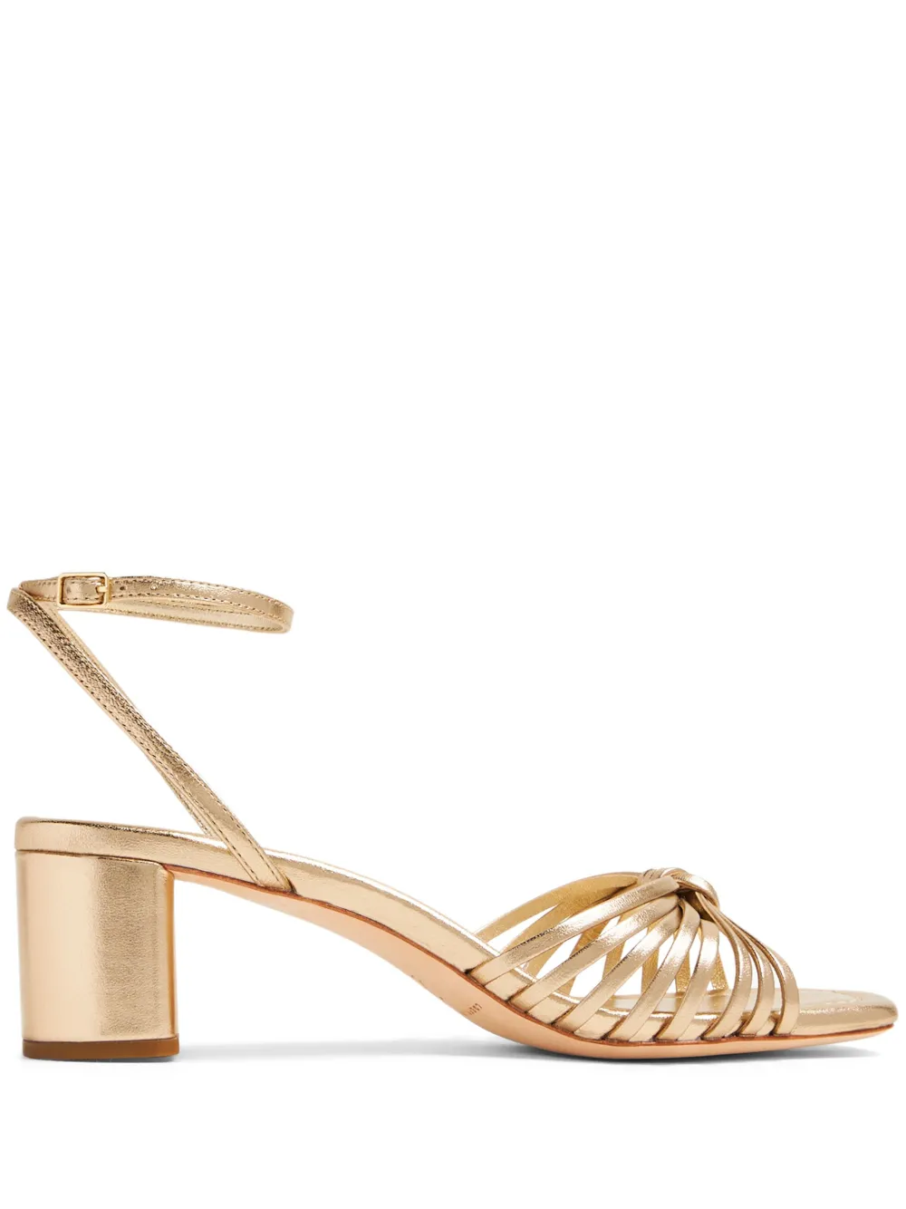 Loeffler Randall Olivia Leather Knot Block Heel Sandals In Gold