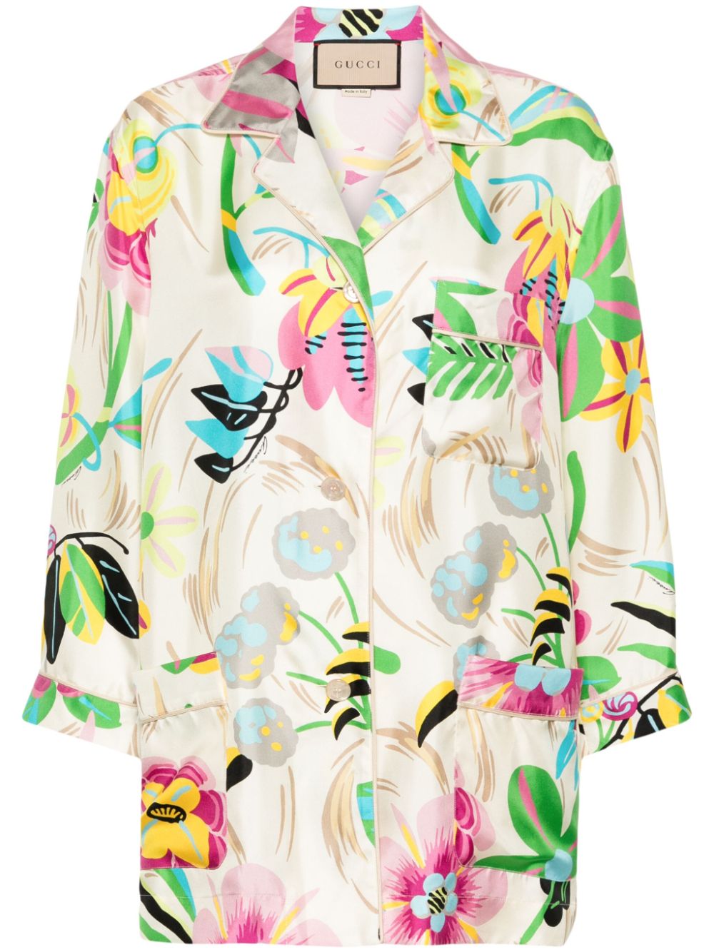 Gucci floral-print silk shirt - Neutrals