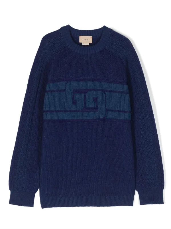 Gucci Kids Double G Wool Sweatshirt Blue FARFETCH GE