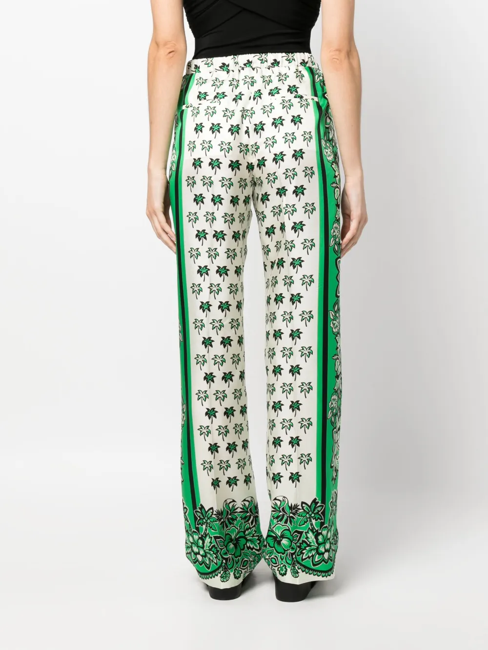 Valentino Seidenhose Mit Blumen-print In Green