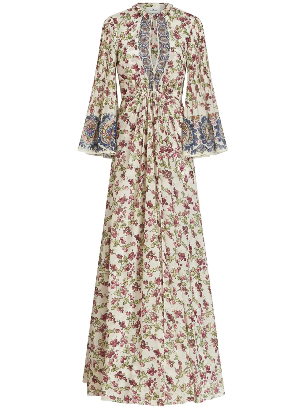 Shop Etro Floral-print Silk Gown In White