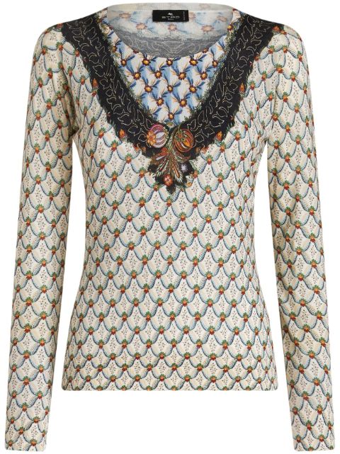 ETRO floral-print knitted top Women