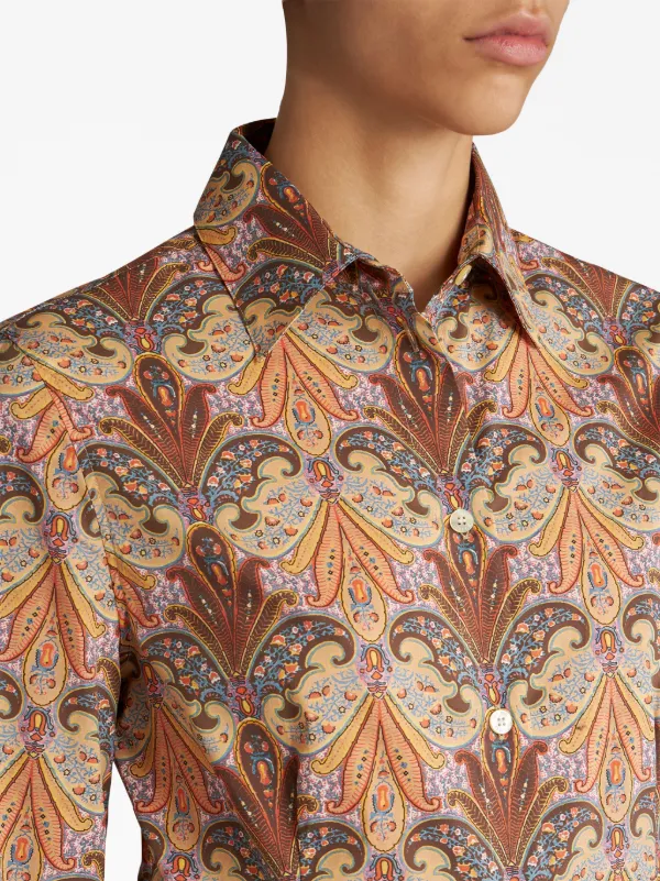 ETRO ペイズリー シャツドレス ブラウン ETRO ペイズリー シャツ | ブラウン | FARFETCH JP