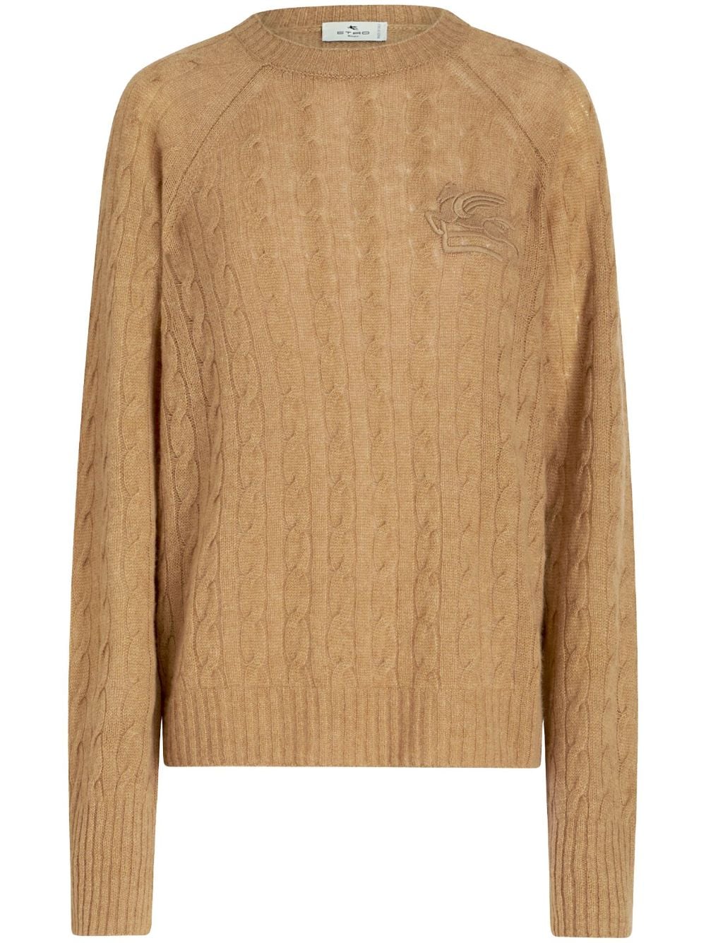 ETRO logo-embroidered cable-knit jumper - Neutrals