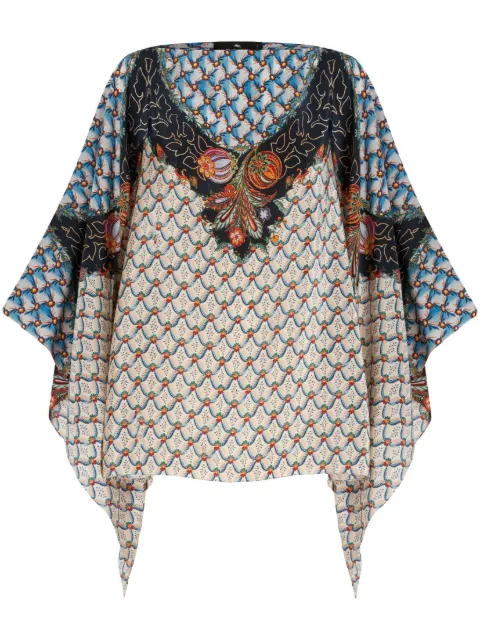 ETRO многослойное шелковое пончо с цветочным узором