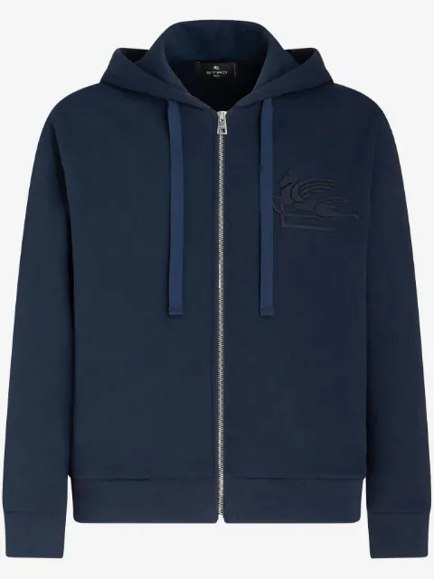 ETRO logo-embroidered zip-up cotton jacket