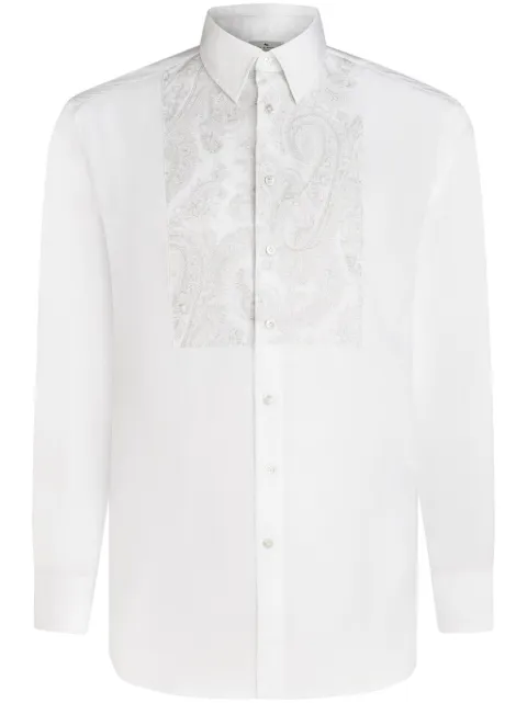 ETRO paisley-print band cotton shirt