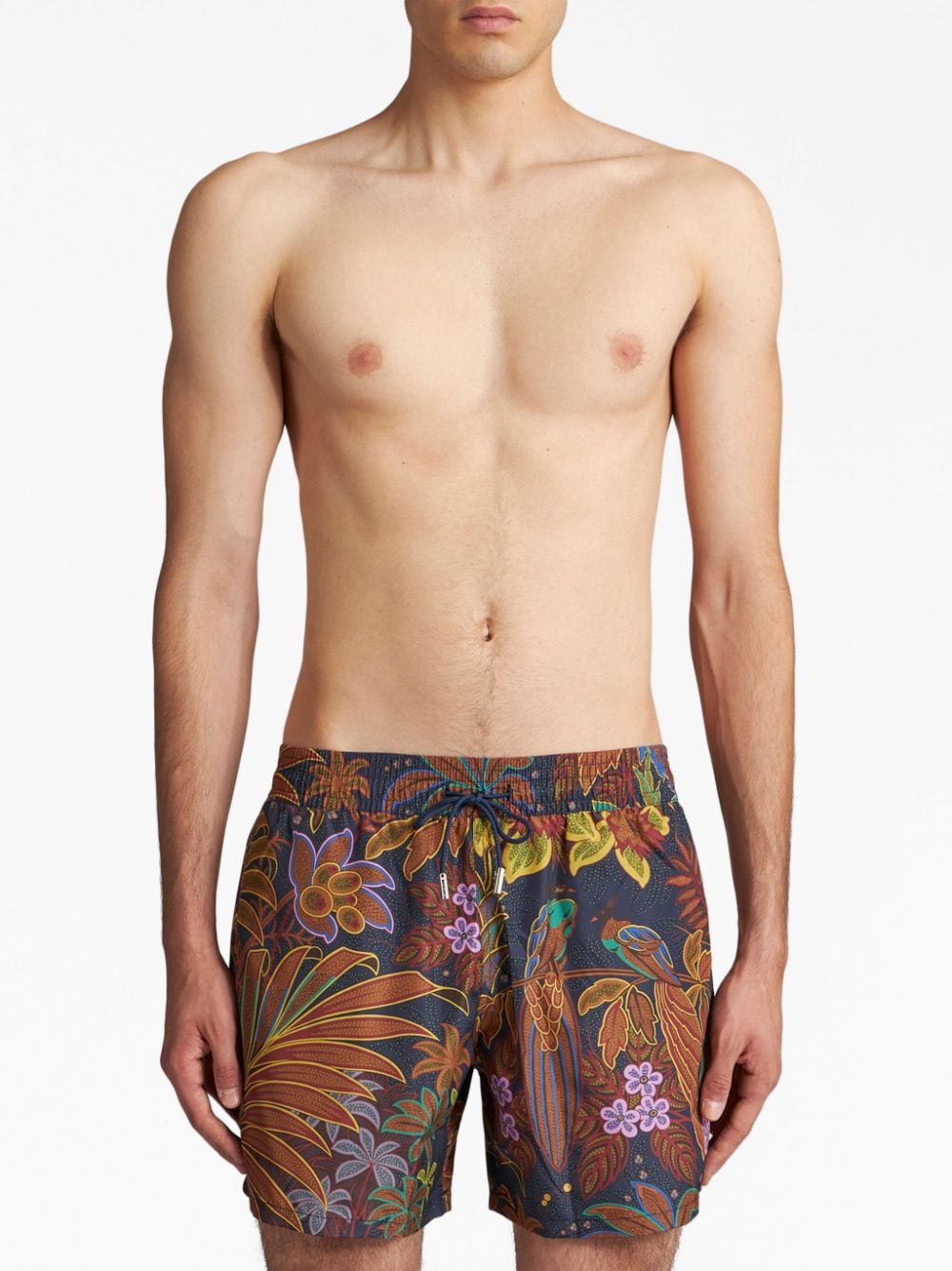 Shop Etro Botanical-print Swim Shorts In Multicolour
