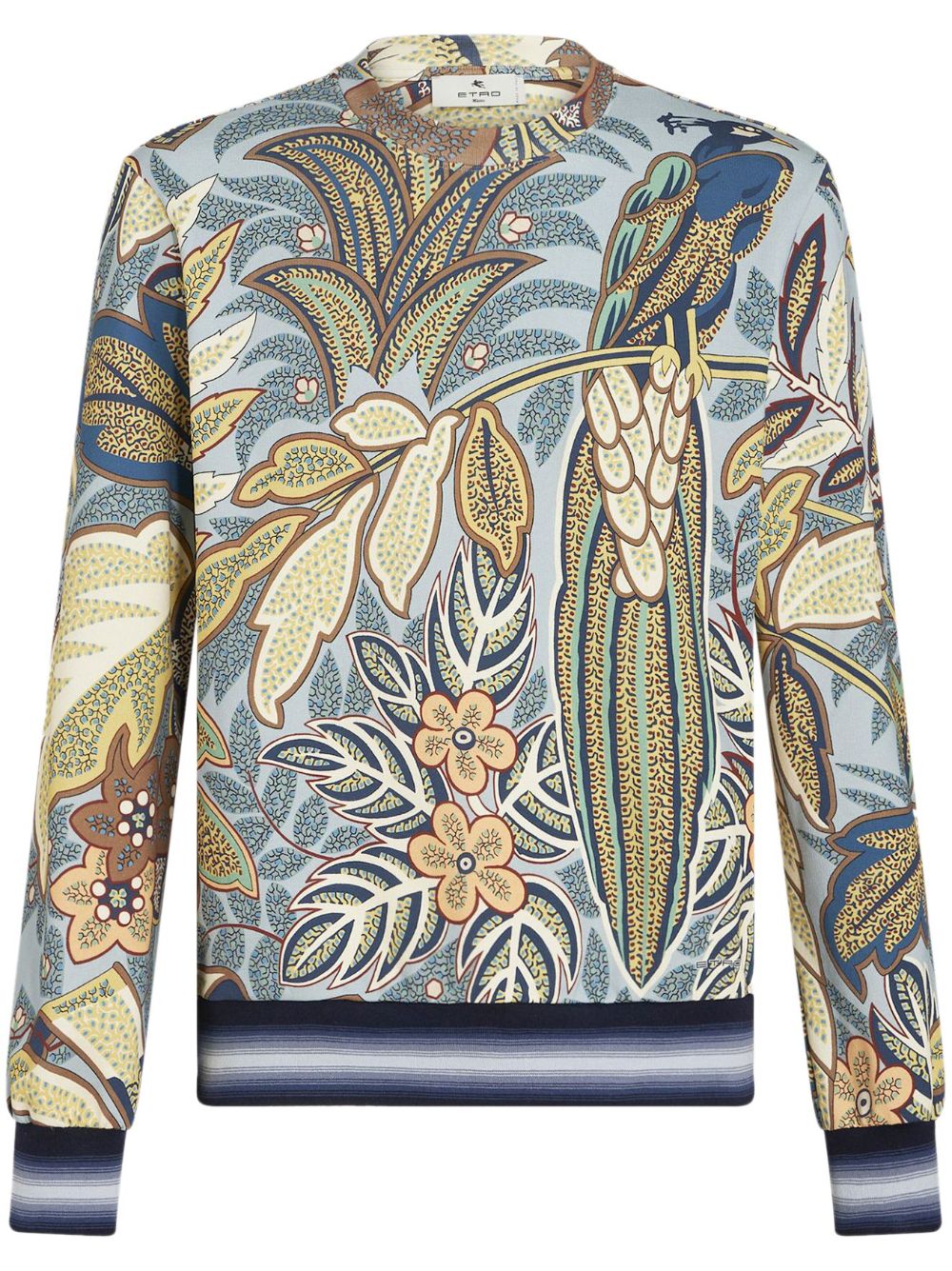 Etro Botanical-print Striped-edge Sweatshirt In Blue