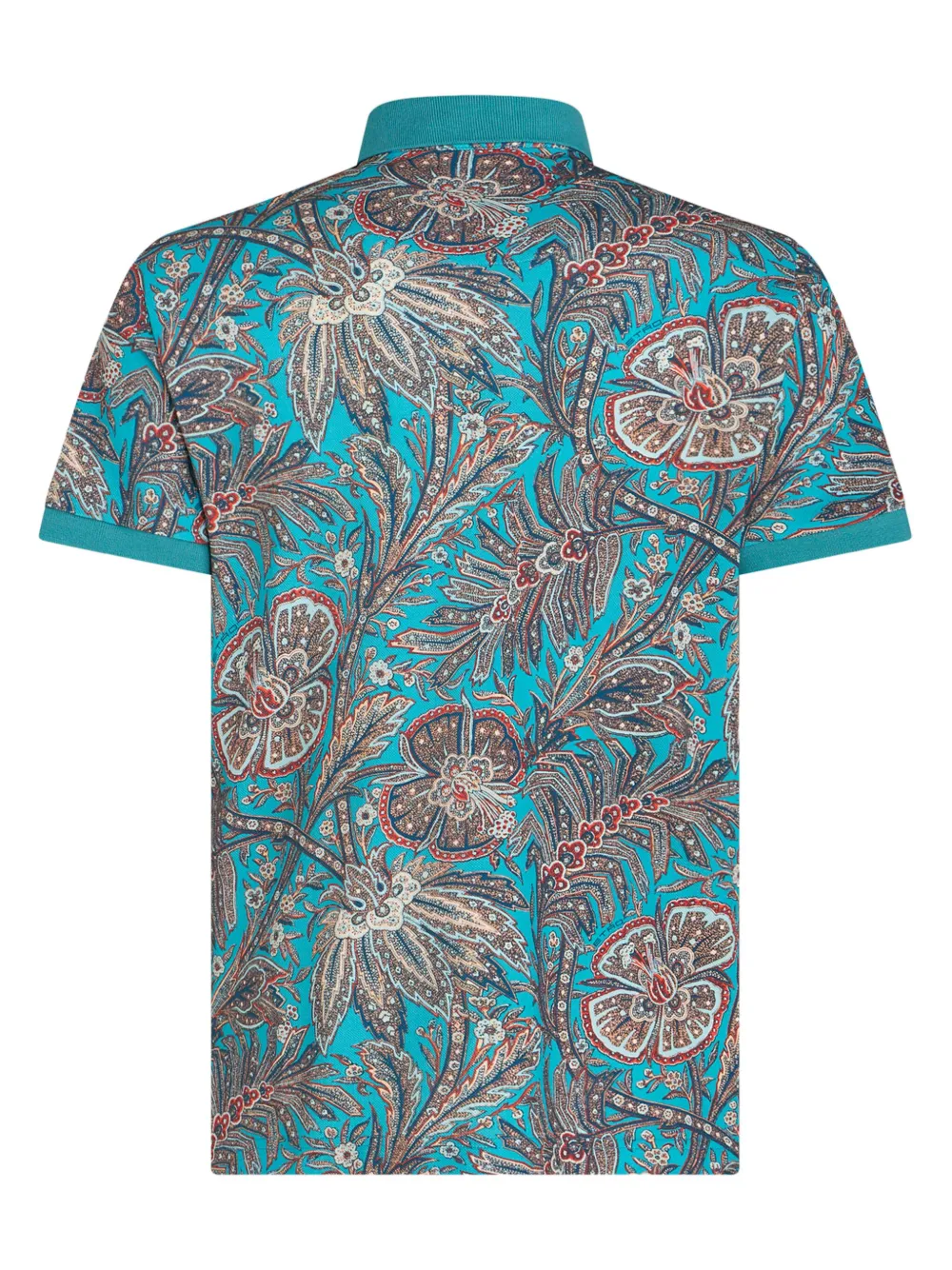 Shop Etro Floral-print Cotton Polo Shirt In Blue