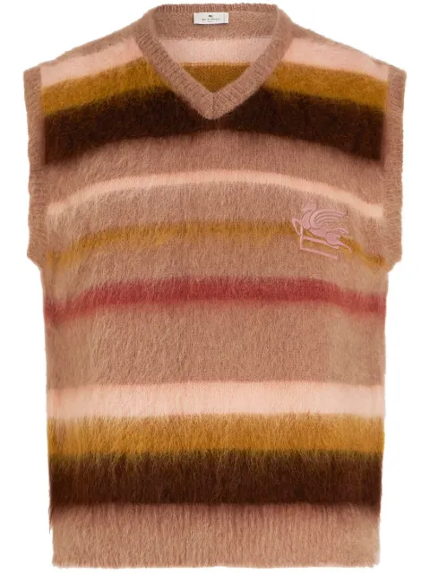 ETRO logo-embroidered mohair-blend sleeveless jumper