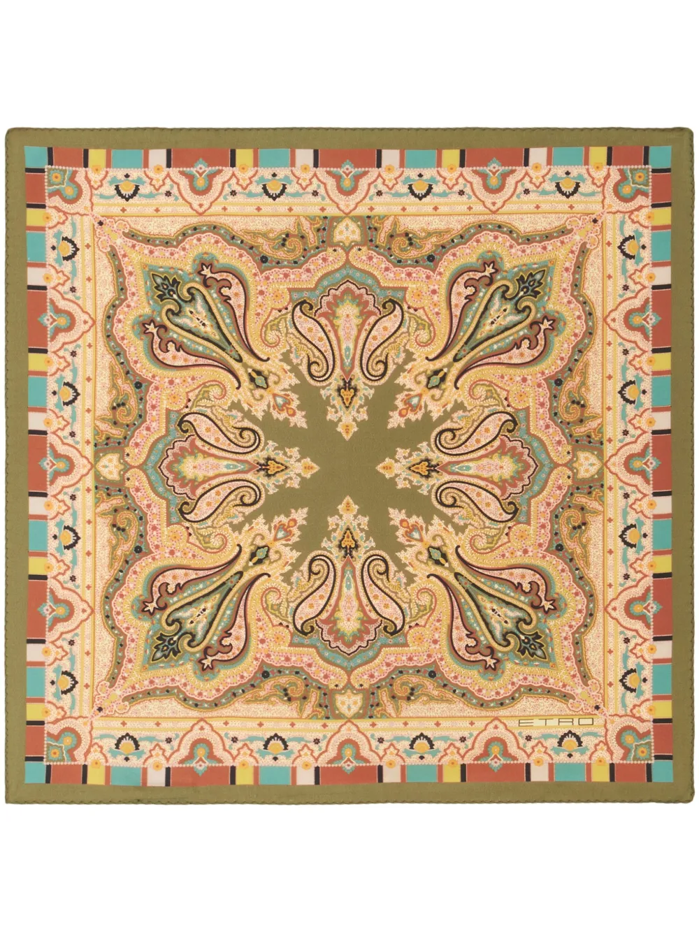 Shop Etro Paisley-print Silk Pocket Square In Braun