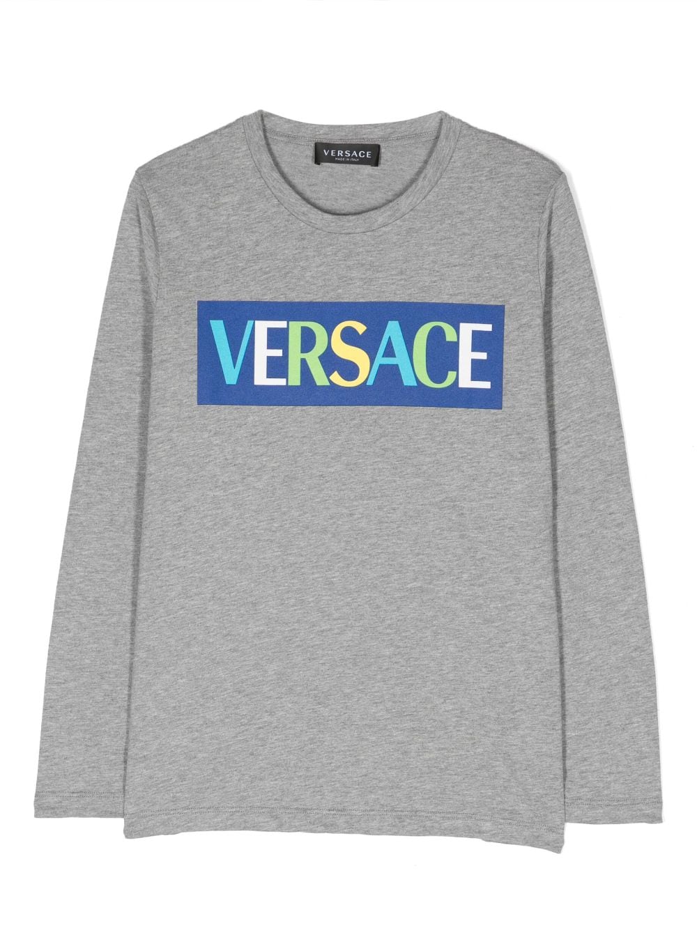 Shop Versace Logo-print Long-sleeve T-shirt In Grau