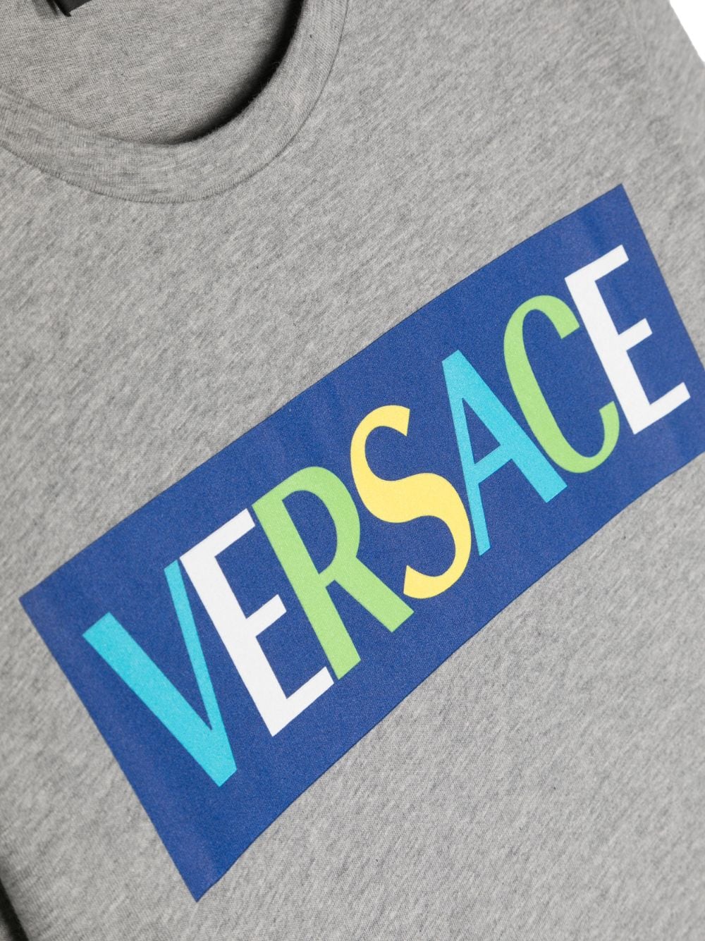 Shop Versace Logo-print Long-sleeve T-shirt In Grau