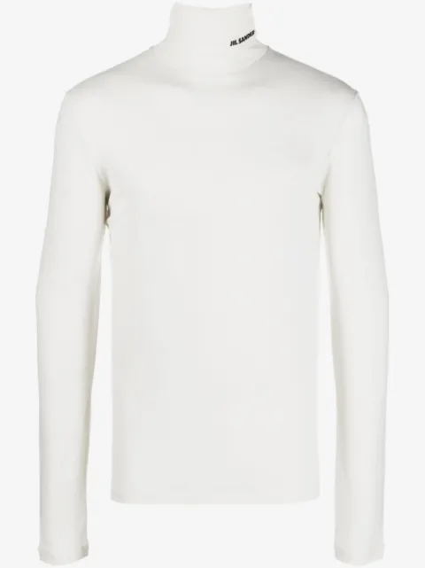 Jil Sander logo-print roll-neck jumper