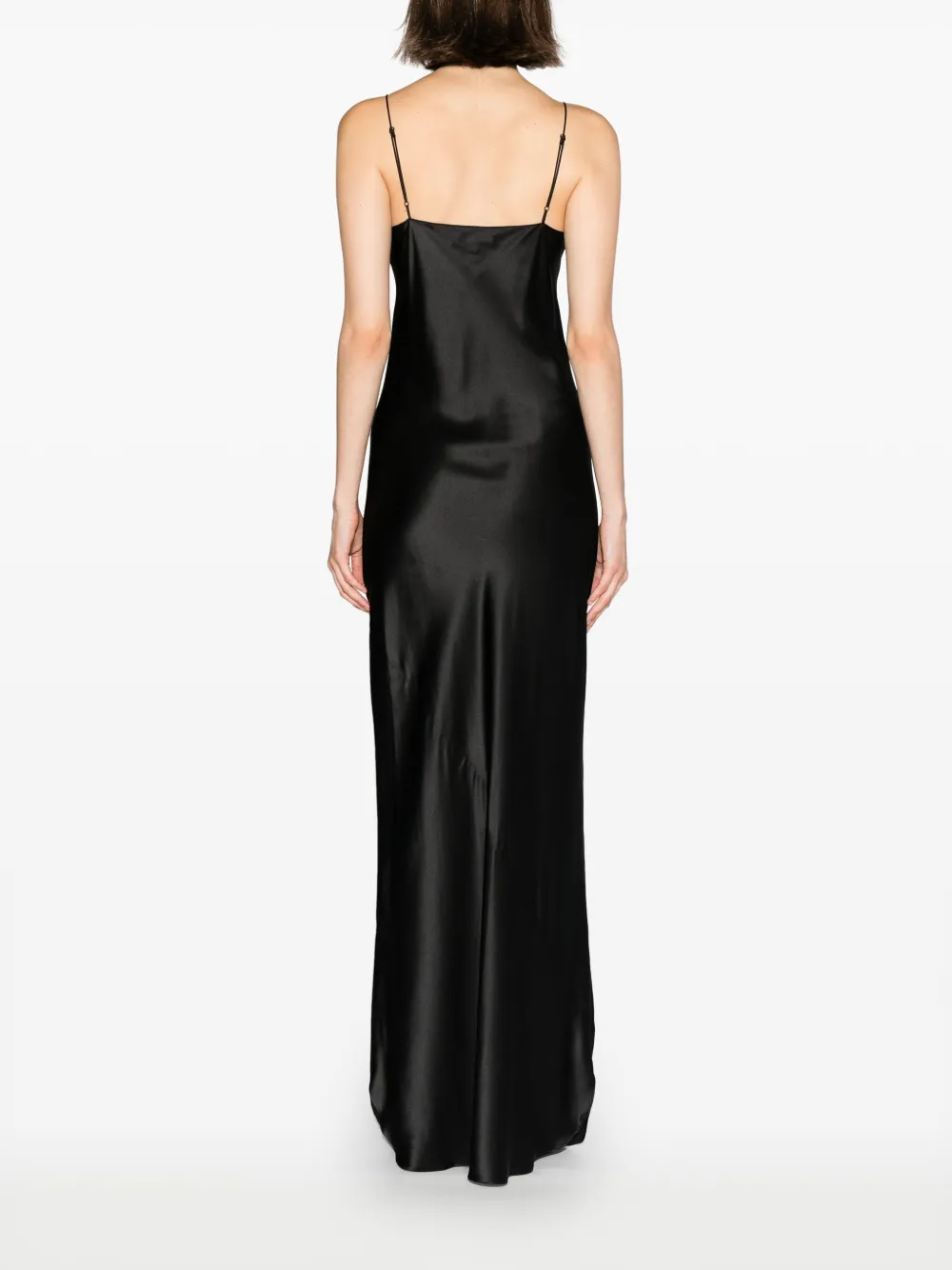 Nili Lotan Cyrielle Open-back Silk-charmeuse Gown In Black