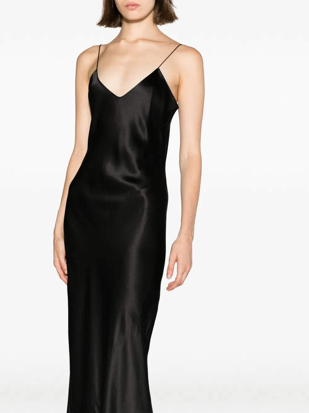 Nili Lotan Cyrielle Open-back Silk-charmeuse Gown In Black