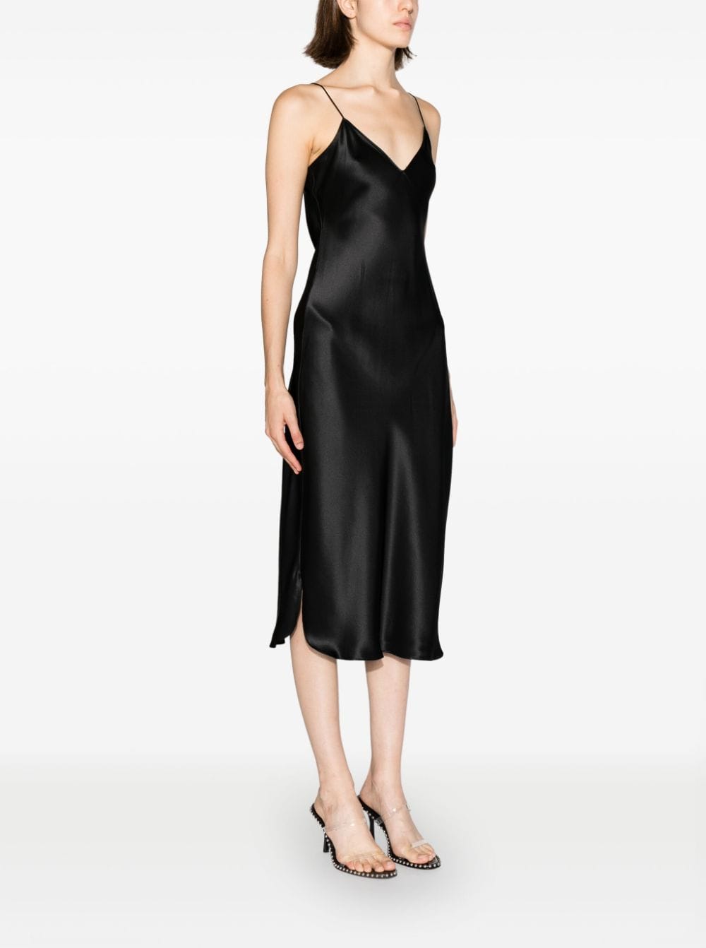 Shop Nili Lotan Cami Silk-satin Midi Dress In Schwarz