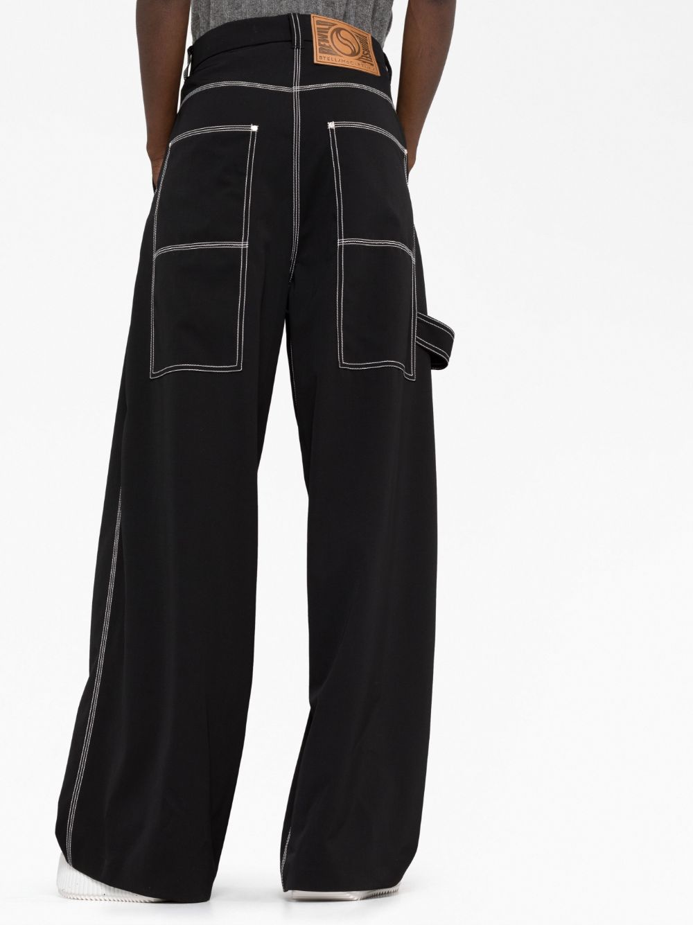 Shop Stella Mccartney Contrast-stitch Wide-leg Trousers In Black
