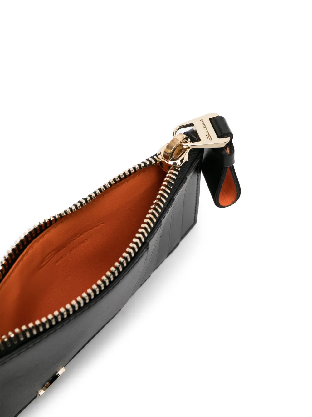 Santoni Leren pasjeshouder Zwart