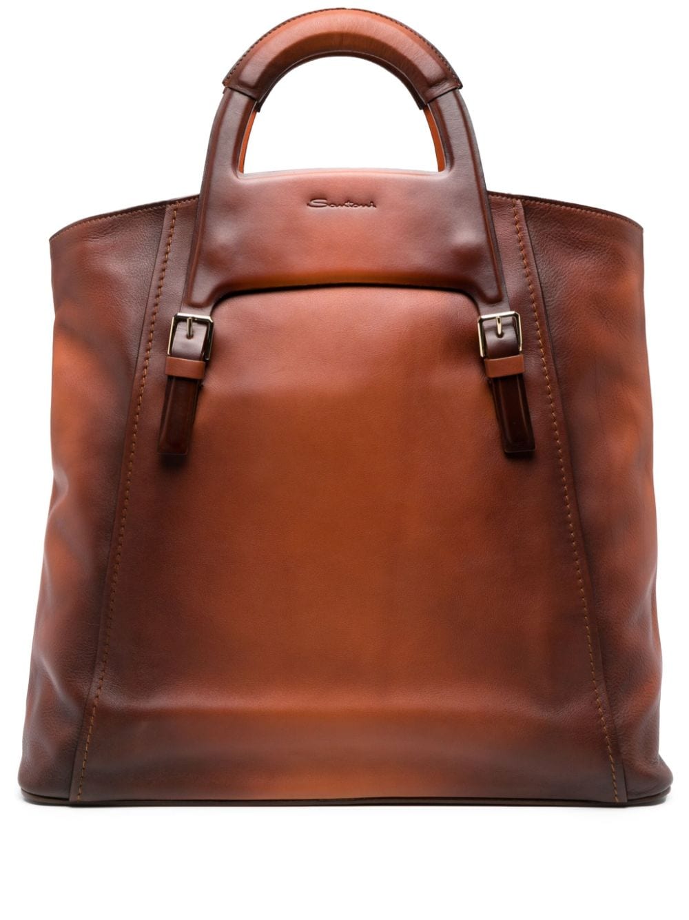 flat-handles leather handbag