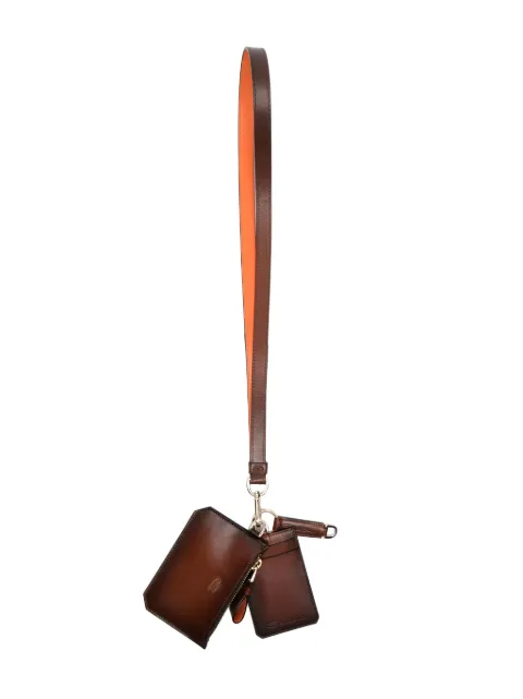 Santoni neck-strap leather cardholder