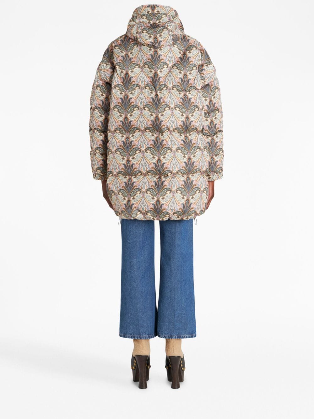 Shop Etro Paisley-print Long-sleeved Puffer Jacket In Multicolour