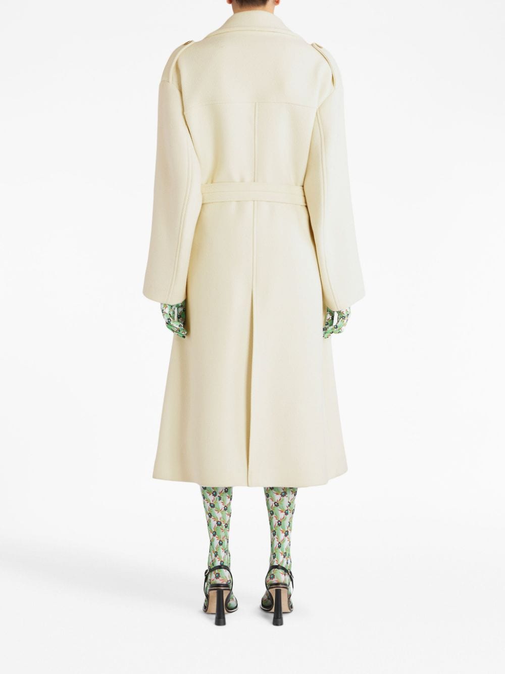 Shop Etro Belted-waist Double-breasted Coat In Neutrals