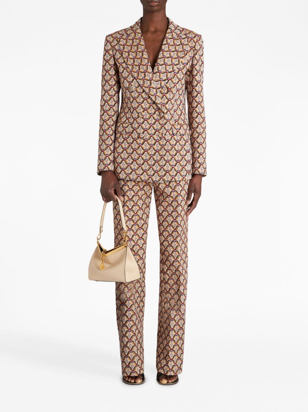Shop Etro Floral-jacquard Double-breasted Blazer In Brown