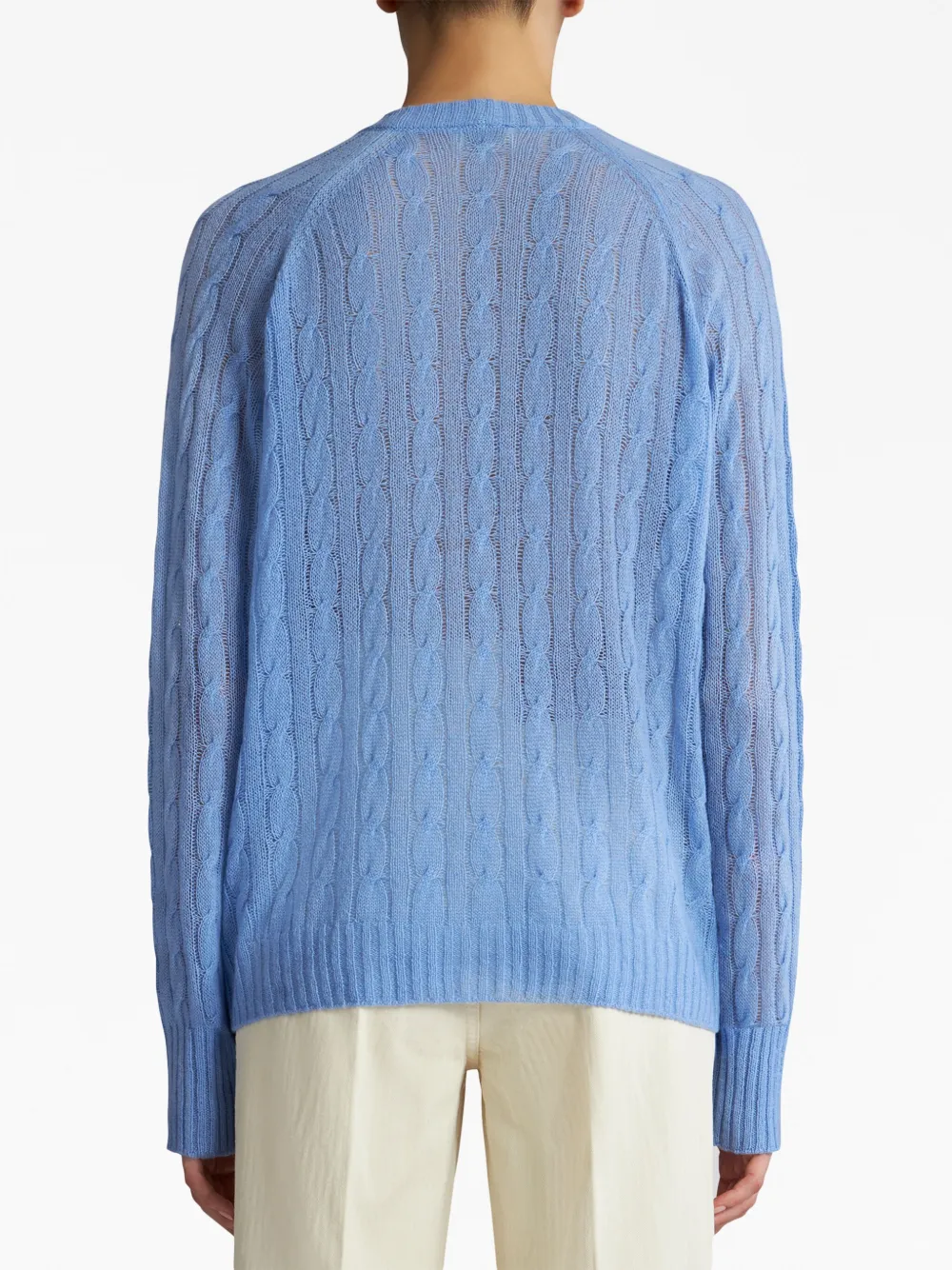  Etro Pegaso-motif Cable-knit Cardigan - Blue 
