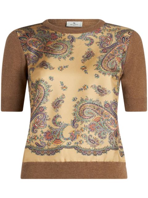 ETRO paisley-print panelled knitted top Women