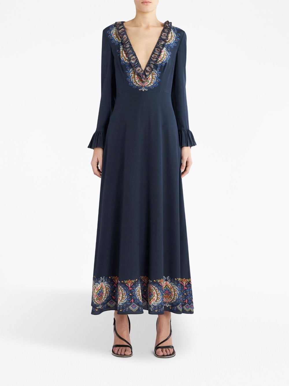 ETRO paisley-print silk maxi dress - Blauw