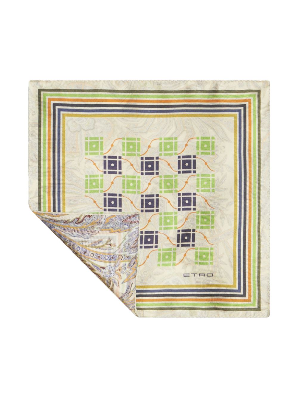 ETRO geometric-print silk pocket square - Green