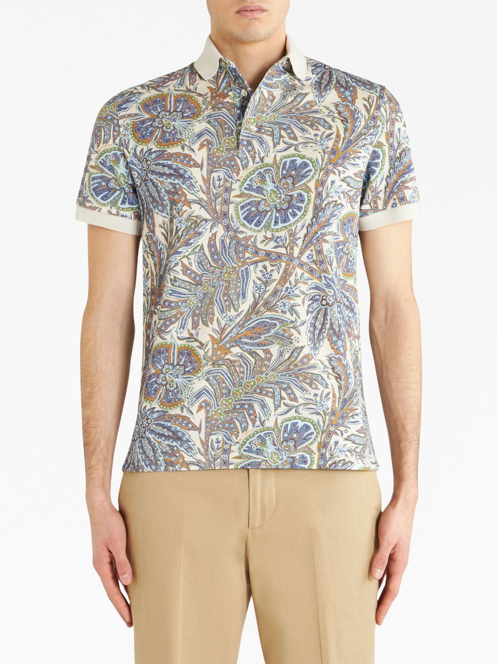 ETRO floral-print cotton polo shirt - Wit