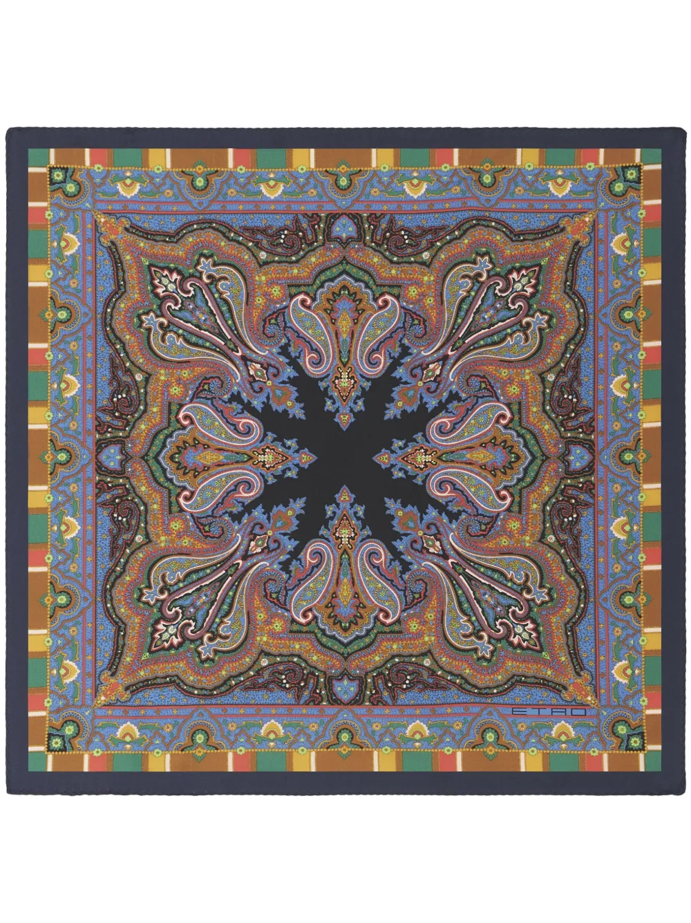 ETRO pañuelo de bolsillo de seda con estampado gráfico | azul | Image 1