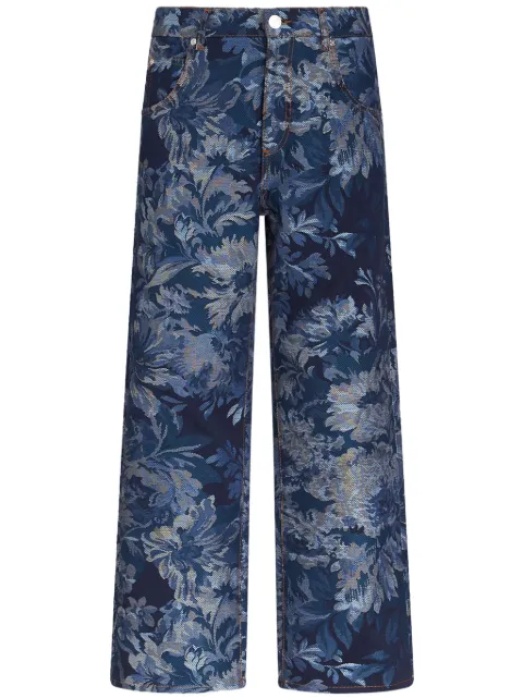 ETRO floral-jacquard wide-leg jeans