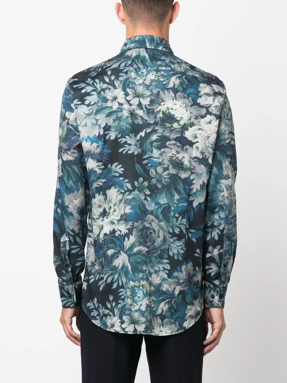 ETRO Size XL Magenta Orange Green Floral Cotton Button Up Long Sleeve Shirt main image 1