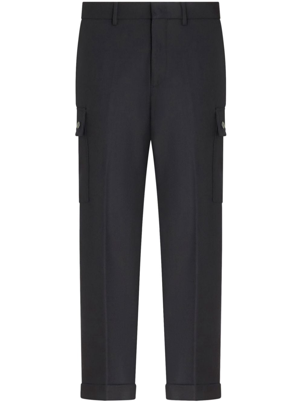 cargo-pockets wool tapered trousers