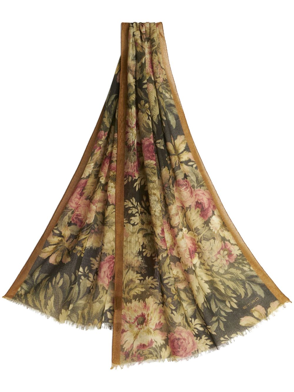 ETRO floral-print cashmere scarf - Green