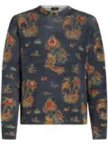 ETRO motif-print silk-linen jumper - Blue