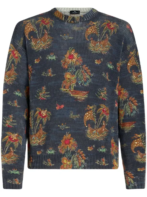 ETRO motif-print silk-linen jumper