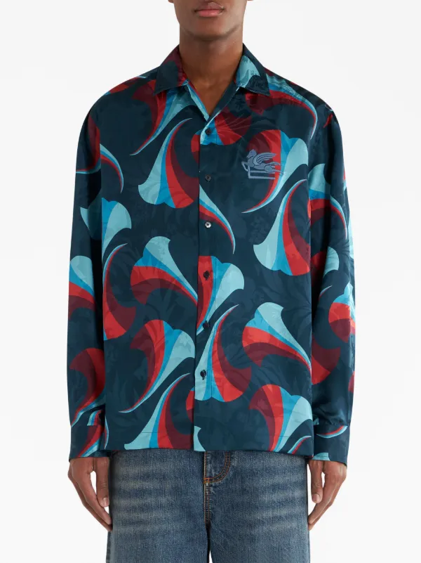 ETRO floral-print Silk Bowling Shirt Blue FARFETCH OM