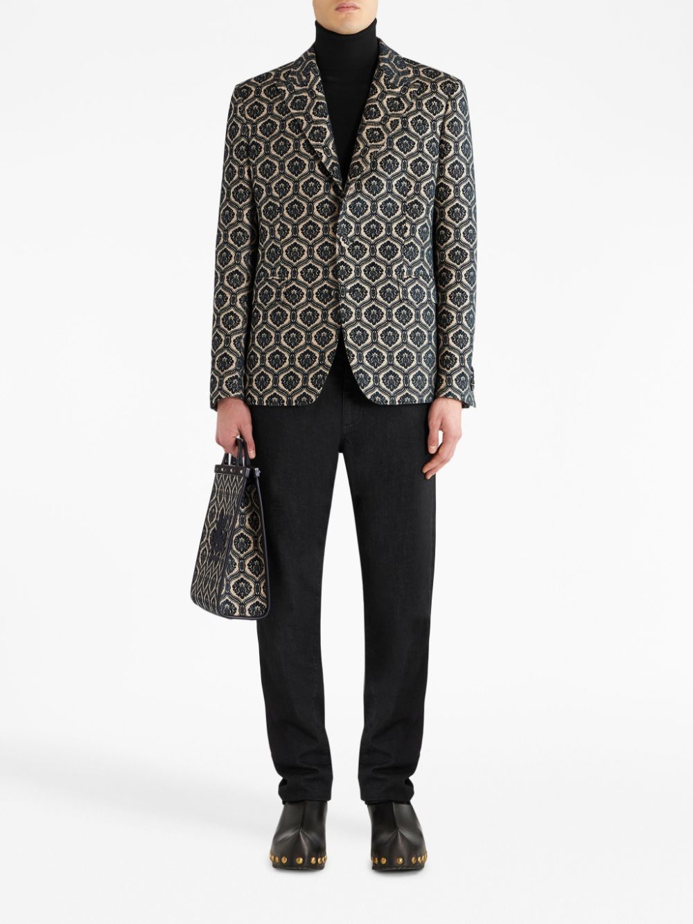 ETRO jacquard single-breasted blazer - Blauw