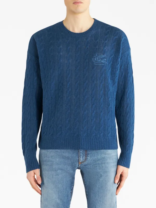 ETRO ケーブルニット カシミアセーター | ブルー | FARFETCH JP