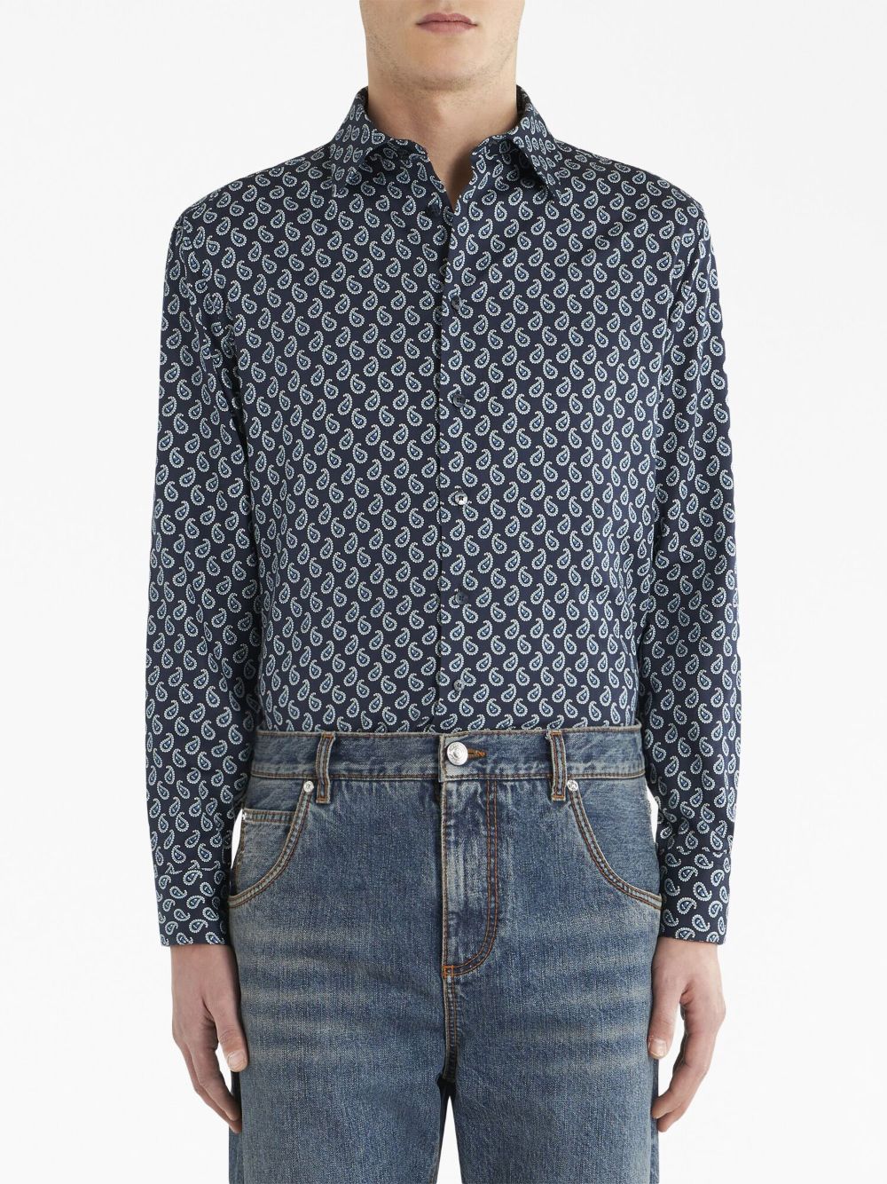 ETRO paisley-print cotton shirt - Blauw