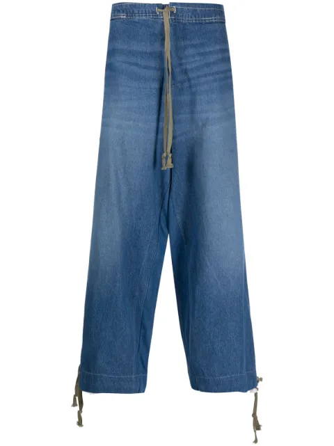 Greg Lauren hybrid loose-fit drawstring jeans